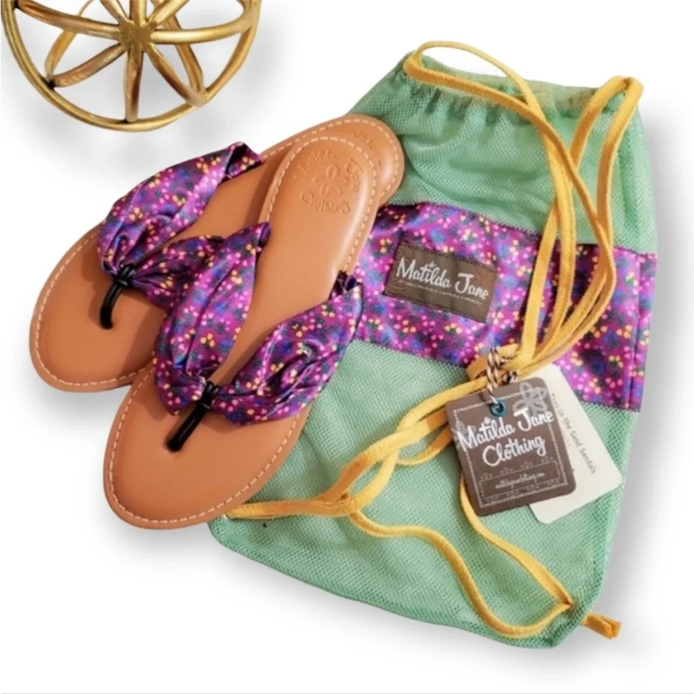 Matilda Jane Purple‎ Brilliant Daydream Toes in the Sand Sandals  Sz 7 NWT